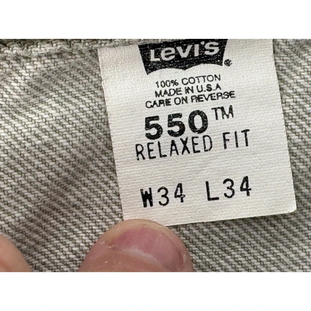 Vintage Levis 550‎ Jeans 34x34 Relaxed Fit Y2K 90s Mens Light Green actual 32x33